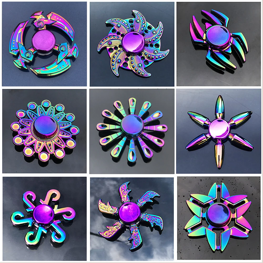 New Multicolor Gradient Fidget Spinner Creative Flower Rainbow R188 Mute Bearing Hand Spinner Fingertip Gyro Stress Relief Toys
