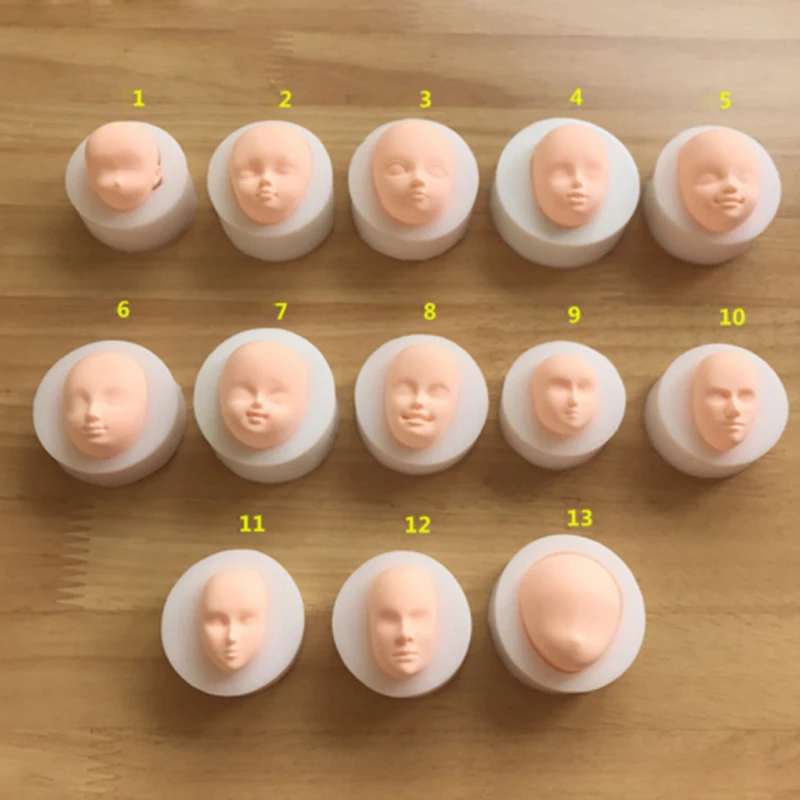 Description Picture 3 of item13pcs Doll Face Silicone Mold Cartoon Doll Head Candy Cookie Molud DIY Cake Decoration Baking Tools Clay Chocolate Pastry Molds