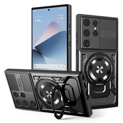 Enhanced Armor Shockproof Magnetic Ring Case with Wireless Charging Compatibility - Galaxy S23 Plus (YJ - Black)