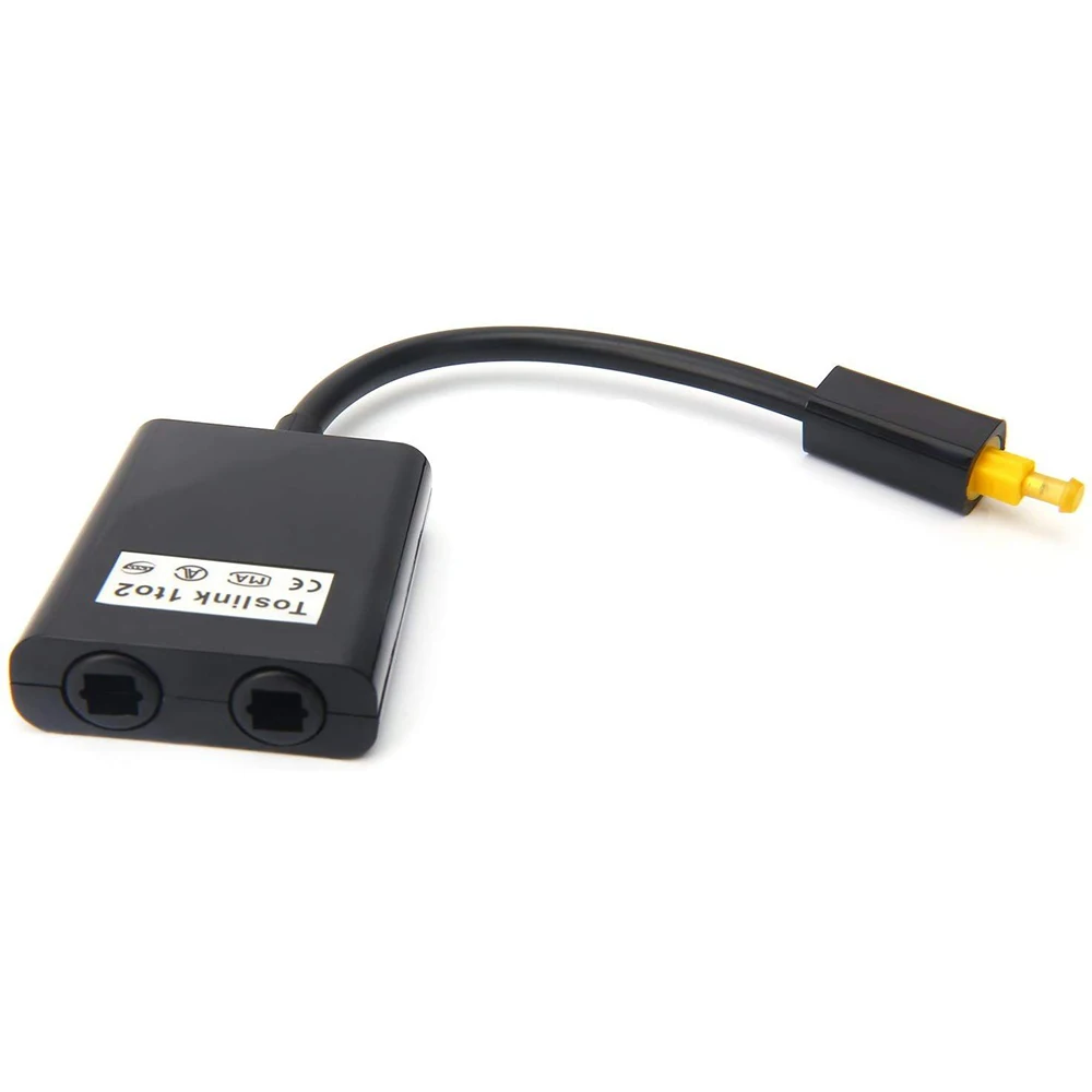 Digital Toslink Audio Splitter Adapter - 1 In 2 Out Optical Fiber Splitter Hub for DVD Signal Conversion