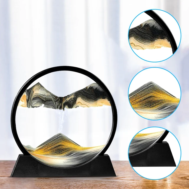 3D Moving Sand Art Picture Round Glass Hourglass Deep Sea 12 Inch Sandscape In Motion Display