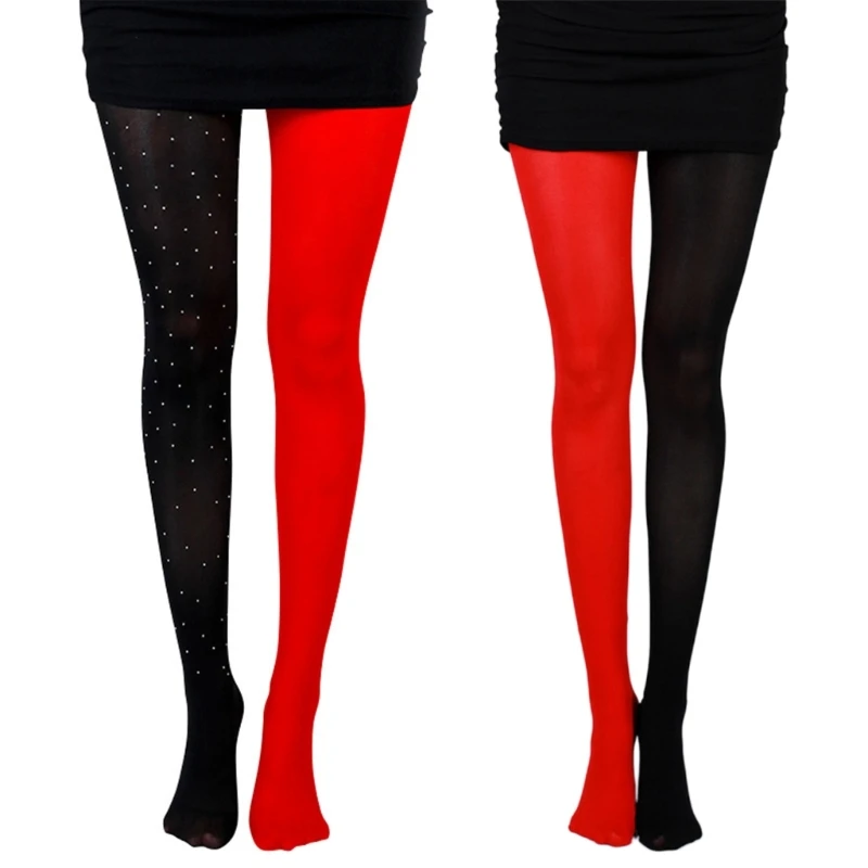 

Asymmetrical Tights Colorblock Patchwork Nightclub Stocking Pantyhose P8DB