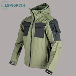 Shark Skin Tactical Jackets Men Military Soft Shell Waterproof Windproof Hooded Jacket Outdoor Functional Uniforms Multi-pockets