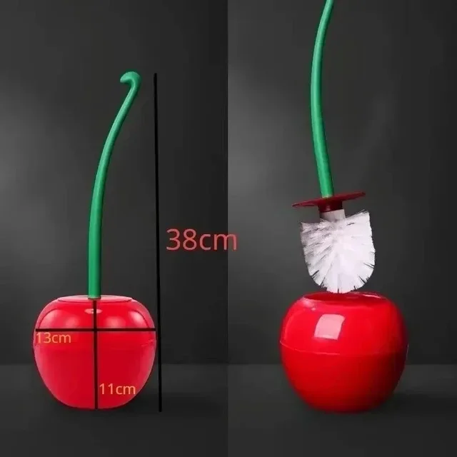 Scopino e Porta Scopino da Parete Bagno WC Supporto di Base Stante Porta scopino per WC con manico lungo e Copertina Forma della ciliegia dello strumento del bagno del lavabo