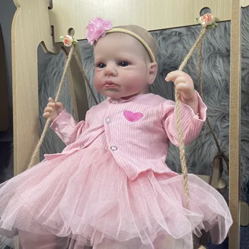 MRB 50CM LouLou Awake Princess Girl Reborn Baby Doll Open Blue Eyes 3D Skin Visible Veins Collectible Doll Toy Christmas Gift 1