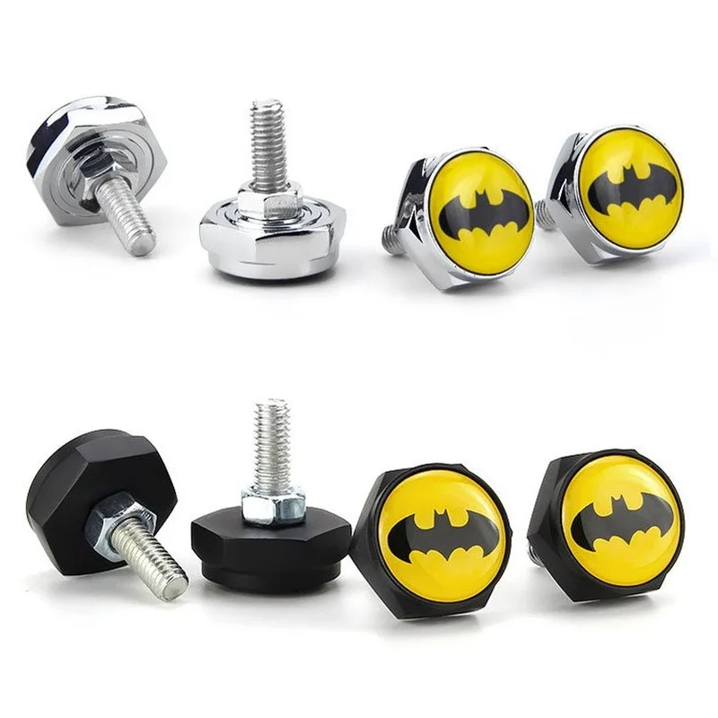 

Car License Screw Retrofit License Plate Holder Screw Decorate Metal Universal Customizable LOGO for Marvel Bat Smiley