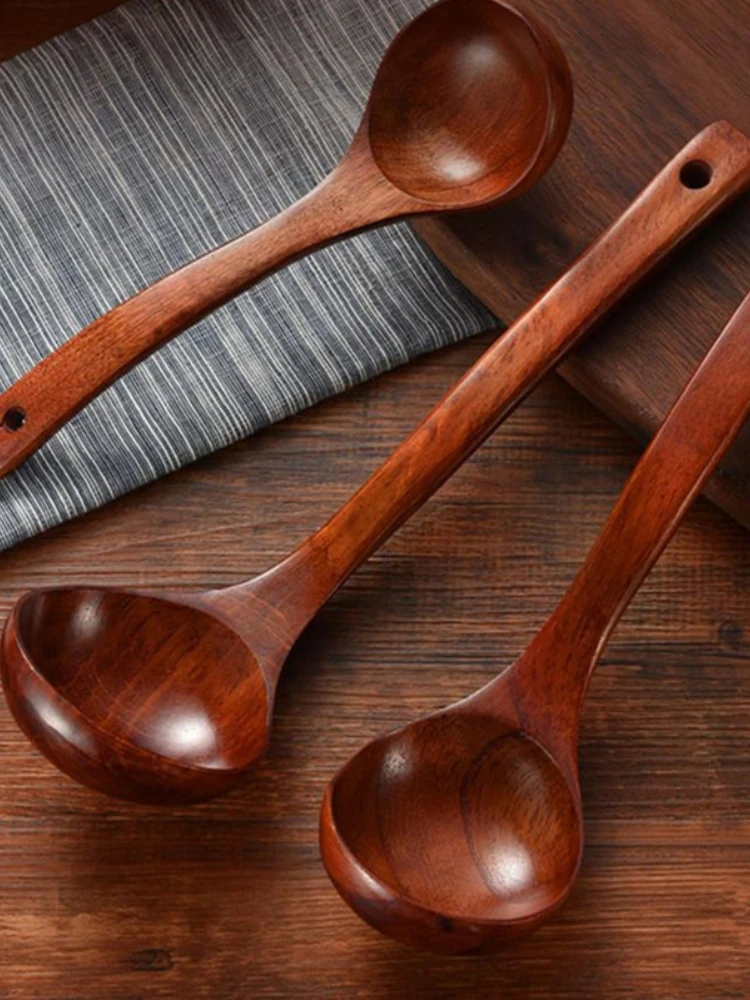 Wooden Scoop Spoon Drink Soup Natural Wood Japanese Korean Cooking Mixing Stirrer Rice Large Long Handle Tableware Kitchen Tools wooden spoon,wooden cooking spoon,soup spoon