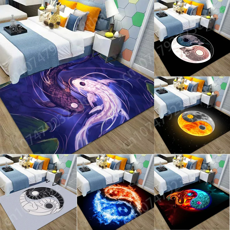 

Tai Chi Bagua Yin Yang Carpet Non Slip Area Rugs Home Floor Mats for Bedroom Living Room Decoration Sofa Table Washable Soft Mat