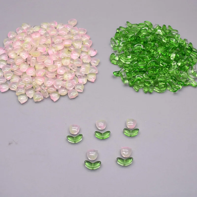30 Stück 9 mm Tulpen Blumen Lampwork Perlen Mehrfarbige Glas Flora Perlen Lose Perlen für DIY Armbänder Halskette Bastelbedarf – Detail 6