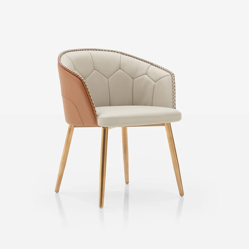 Nordic Leather Upholstered Dining Room Chair Restaurant Coffee Shop Dining Chairs With Metal Legs