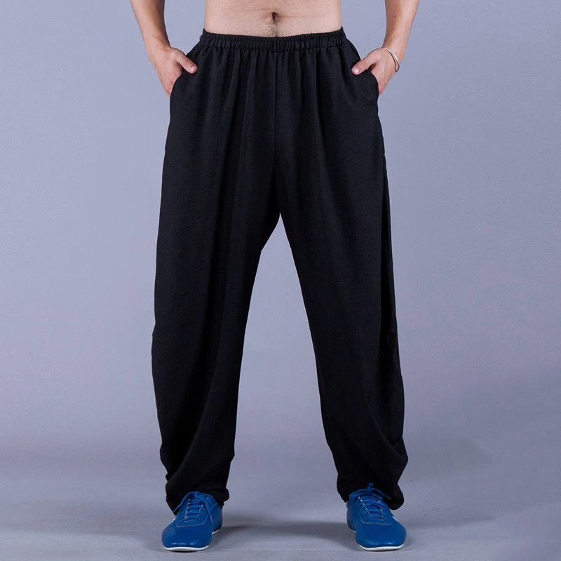 Tai Chi Pants Kung Fu Martial Art Pants Mens Drawstring Hippie Pants Elastic Waist Novelty Pant women Trousers Lounge Pant Yoga