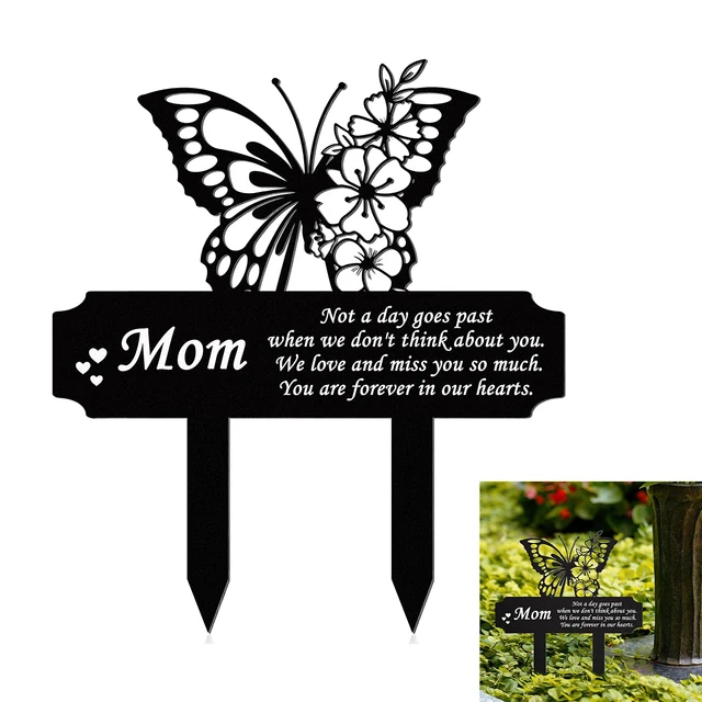 Fekete Sírkő Vas Szimpátia Sír Dekorációk Szabadban A Hátsó Udvar Pillangó Kerti Plakk Markerek Emléktáblák Gyep - Image 3