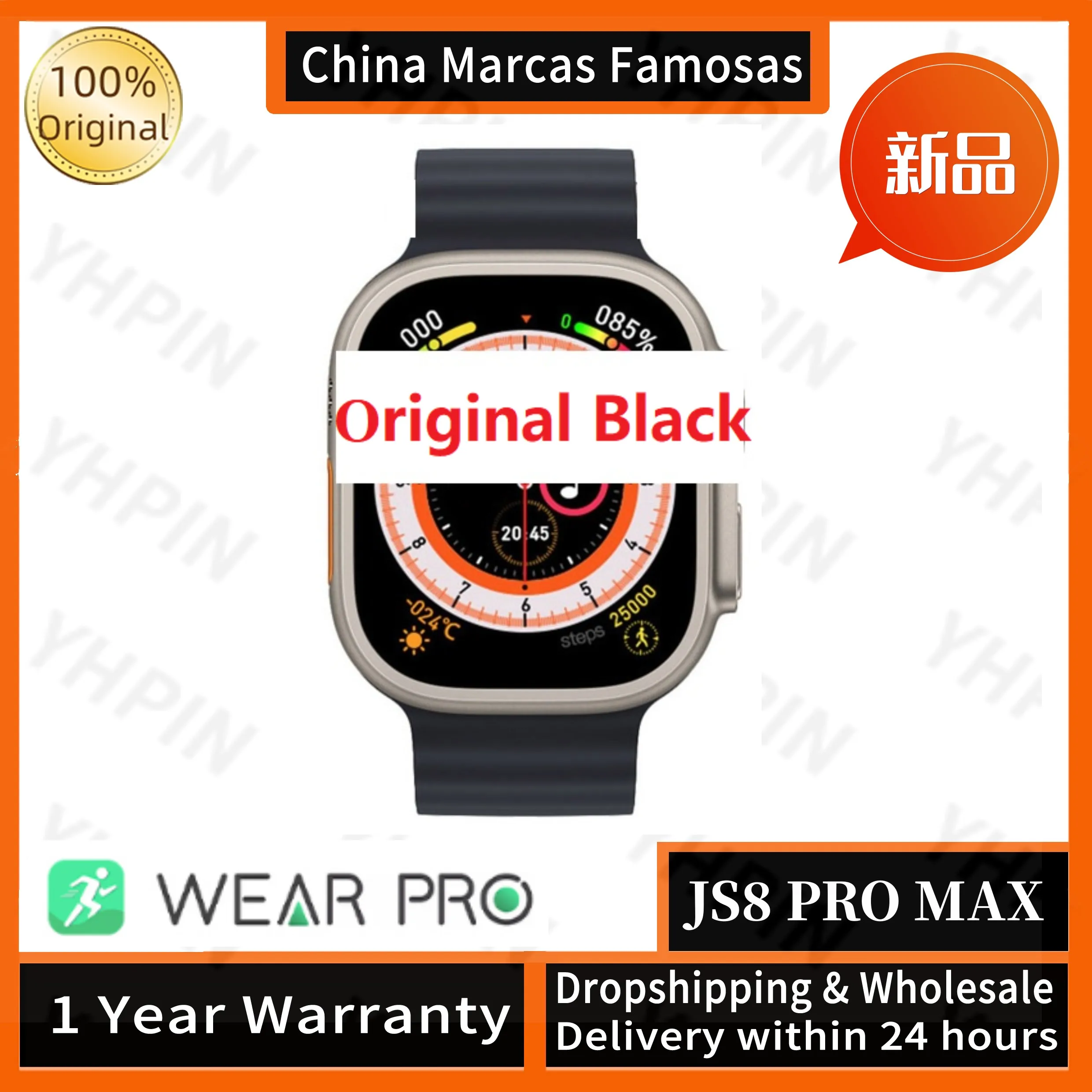 JS8 PRO MAX 스마트 워치 시리즈 8, 49mm 울트라 남성용 2.1 인치, 480x520 칩, 음성 어시스턴트, 나침반 ...