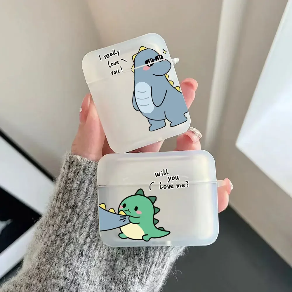 Funny Cute Dinosaur Couple TPU Case for Apple Airpods Pro