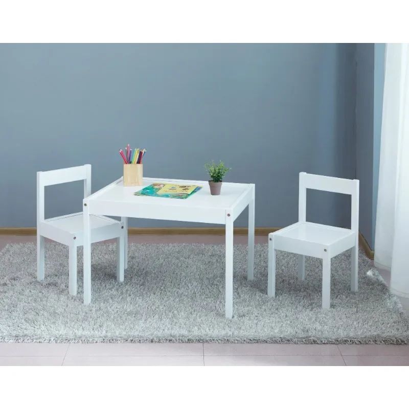 

Your Zone Child 3-Piece Dry Erase and Wood Activity Table and Chairs Set, White, 25" x 19" x 18", Age 1 to 5 years old