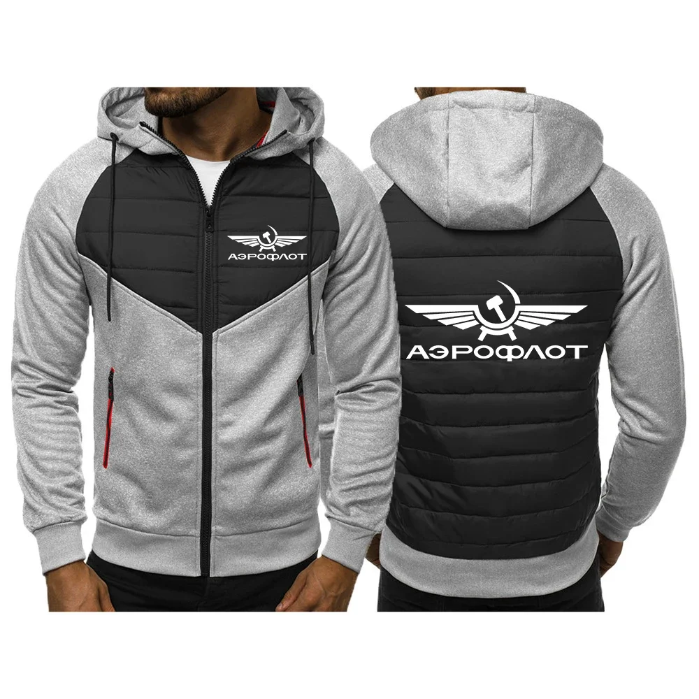 남성용 캐쥬얼 슬림 패치워크 지퍼, 긴팔 상의, 2024 Aeroflot Aviation Russe Pilote Aerospace, 3 색 후드 재킷, 가을, 신상
