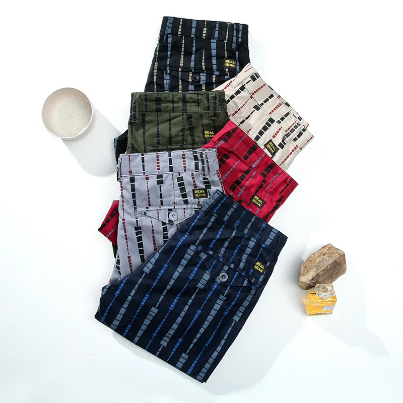 2024 Summer New Cargo Shorts Men's Fashion Street Loose Straight Casual All-Matching Printed Cropped Beach Pants