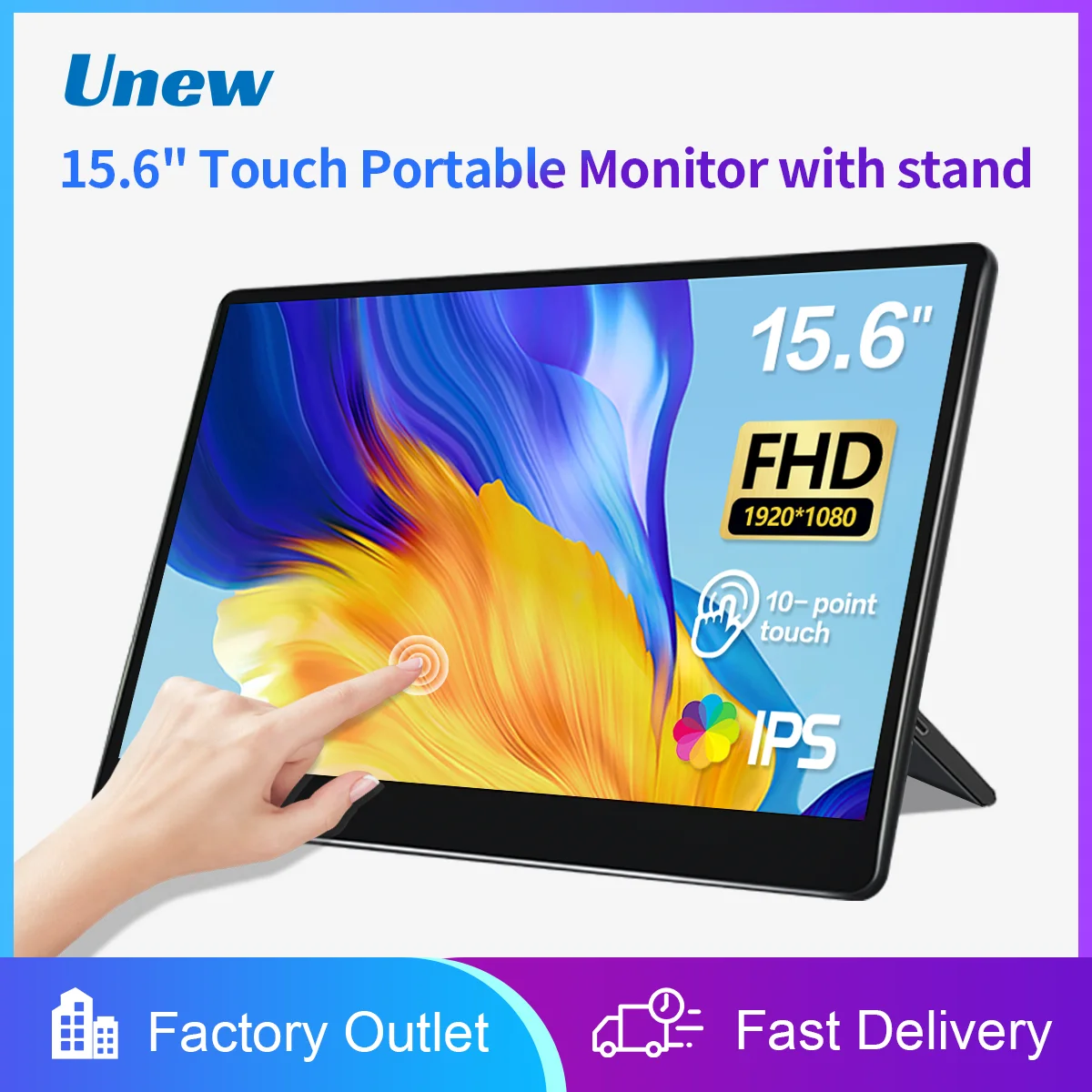 

15.6 Touch Monitor Portable Screen FHD 1920X1080 IPS Display HDMI for Phone Office Home Game Second PC Laptop Monitors