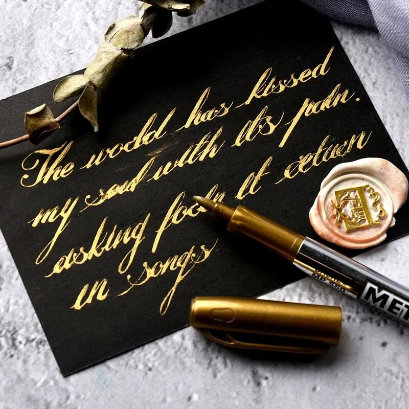 

6 Pieces/Set Flash Metallic Color Paint Pen 1.5mm Point Gold Silver Oil Metallic Craft DIY High Gloss Markers