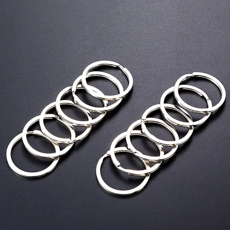 30/10pcs 25-35mm Stainless Steel Key Rings Polished sliver Round Flat Line Split Keyring for Jewelry Making Keychain DIY Finding