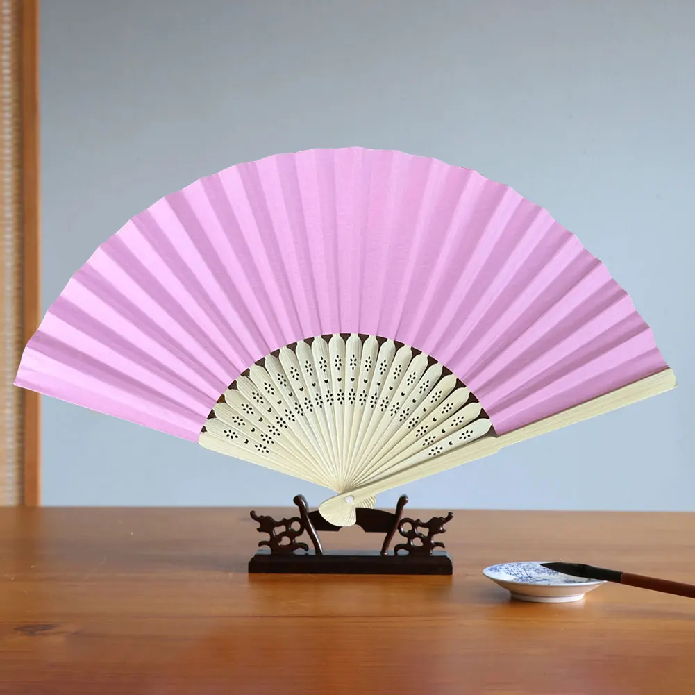 Pink Bamboo Folding Fan for Wedding Party Home Decor