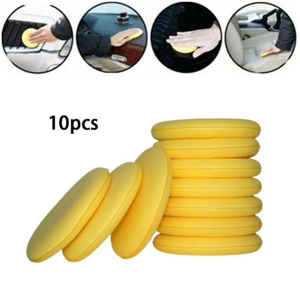 10pcs Car Wax Polish Applicator Pads Soft Foam Cotton Pad Yellow For Polishing Car Waxing Polish Sponges Accessories 12pcs car waxing polish wax foam sponge applicator pads 10cm yellow cleaning sponge clean washer washing tool car care