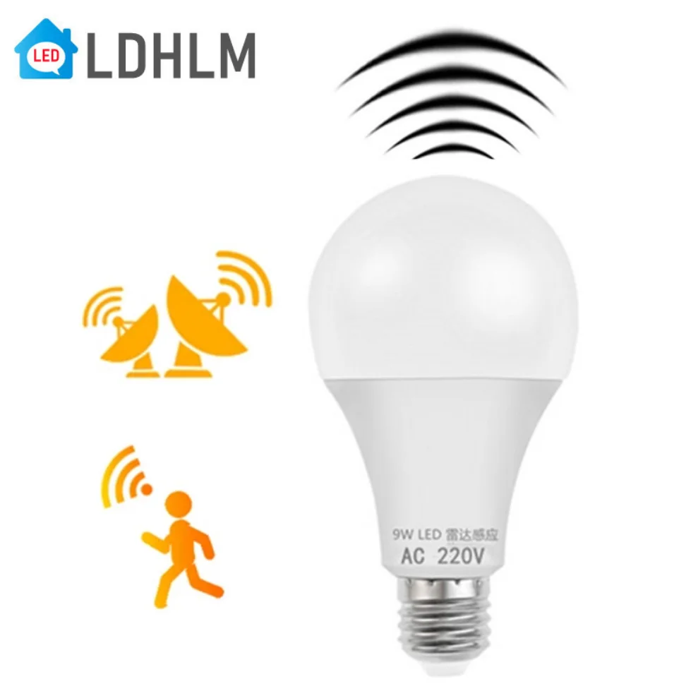 Lampada LED E27 sensore di movimento Radar lampadina 5W 7W 9W 12W AC 220V rilevamento a infrarossi Lampada intelligente funzionante nell'oscurità notturna