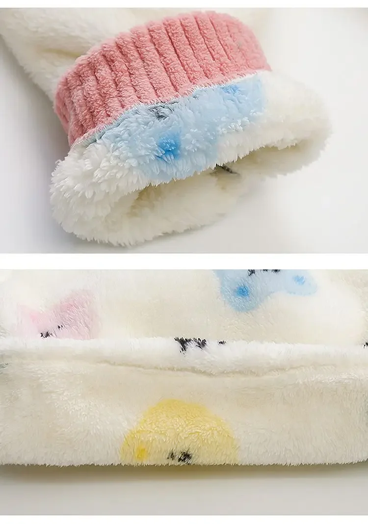 어린이 플란넬 잠옷, 여아 플러스 플리스 가디건, 따뜻한 산호 플리스, 가정 세트 세트, 가을 및 겨울