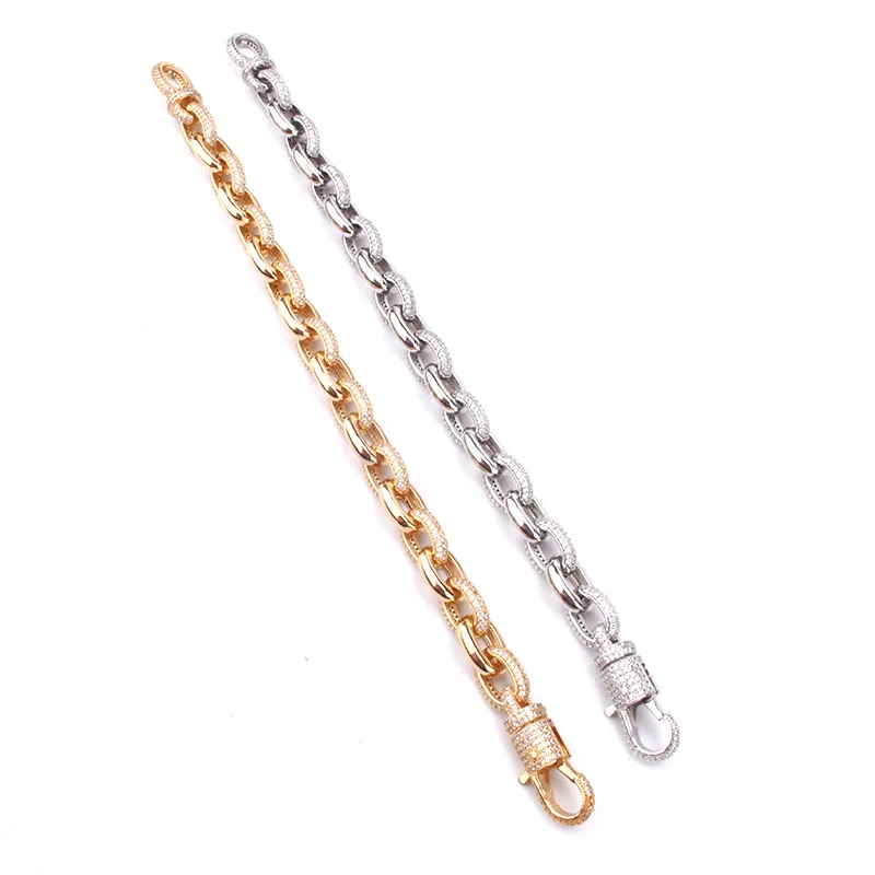 

Wide 12MM Hip Hop Miami Men Women Lady Plated Gold Color Setting Cubic Zircon Bling Rapper Cuban O Shape Chain Necklace Bracelet