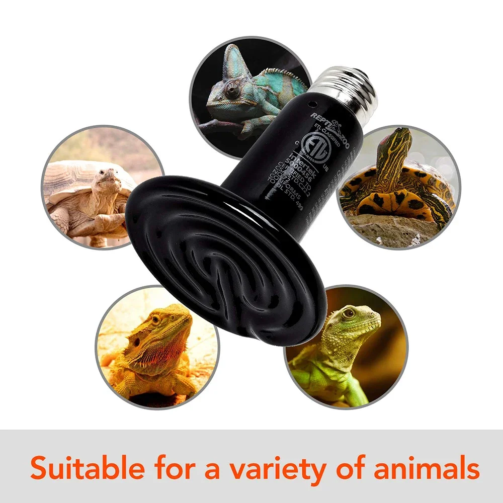 Reptile Infrared Heat Bulb 20/50/75/100W Snakes Lizards Pets Brooder Lamp 110-240V Amphibious Terrarium Lighting for Reptiles