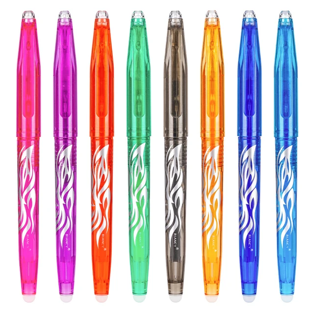 Stylo à bille neutre effaçable de couleur, 8 pièces, 0.5 tige de couleur,  haute température disparaissant