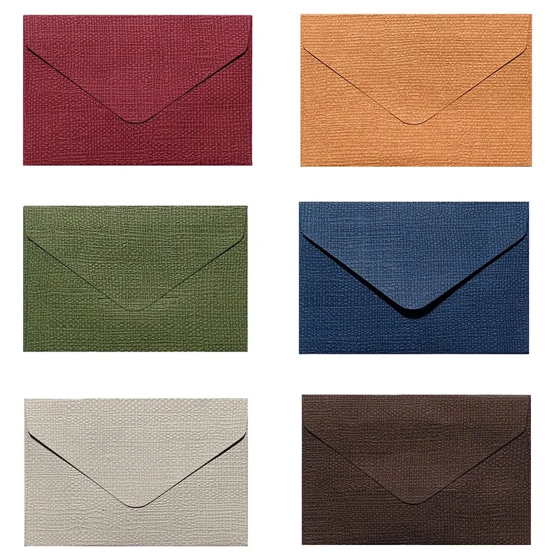 Kraft paper envelopes Linen Textured Triangle Colorful Paper 105*70mm 50pcs birthday greeting cards