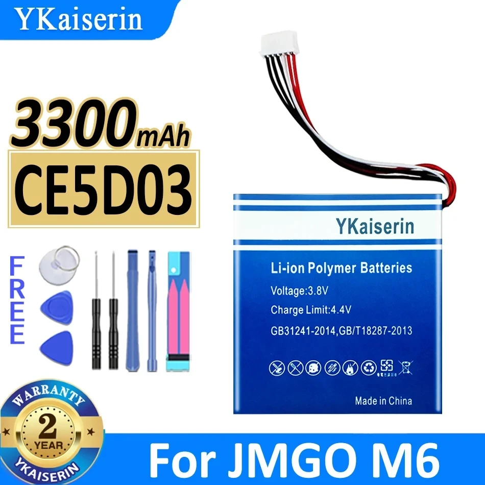 

YKaiserin 3300mAh Replacement Battery for JMGO M6 Projector CE5D03 Accumulator 6-wire Plug Batterie Bateria Warranty 2 Years
