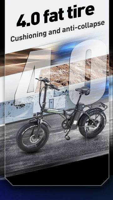 Bicicleta Eléctrica Jinhama R8 Negra Plegable Doble Batería 20, 800W,  48V, 15AH, Batería de Litio, Ancho 4.0, Adulto, Bicicletas, Los mejores  precios