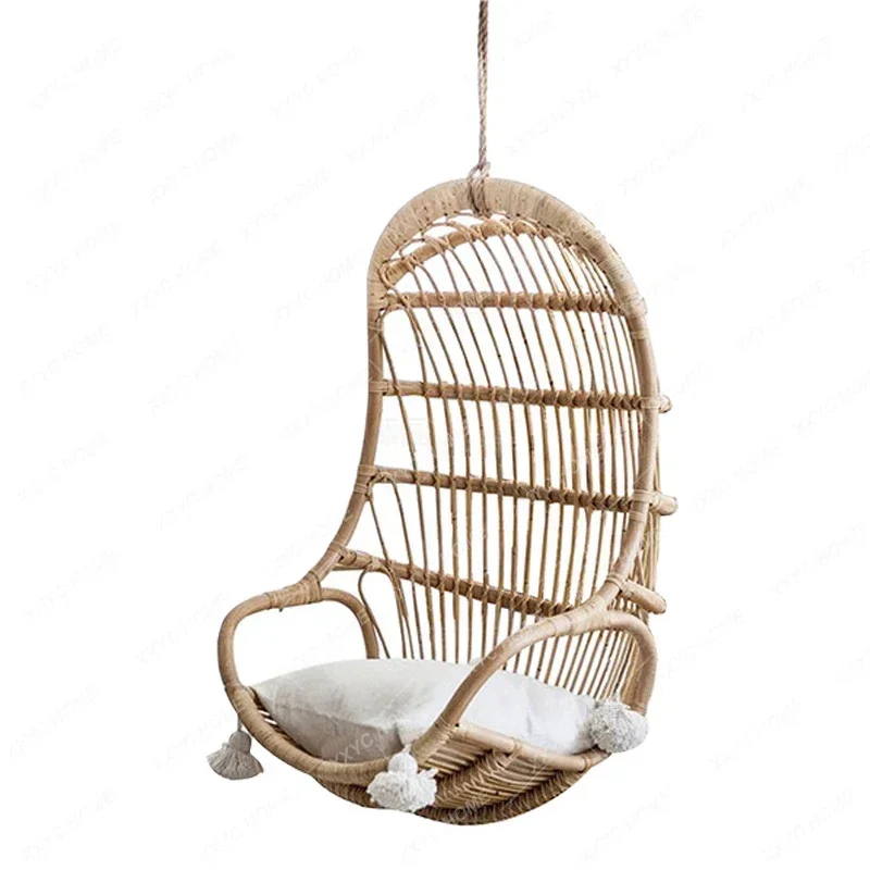 

Glider Nordic Style Simple Real Rattan Hanging Basket Balcony Swing Chair B & B Hanging Chair Home Indoor Rocking Chair