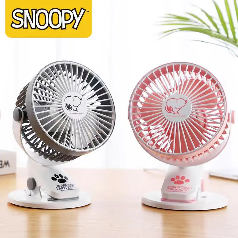 

Мультипликационный Домашний Настольный мини-вентилятор Snoopy с Usb, украшение для студенческого общежития, бесшумный прикроватный вентилятор с клипсой, кавайная аниме игрушка, детские подарки