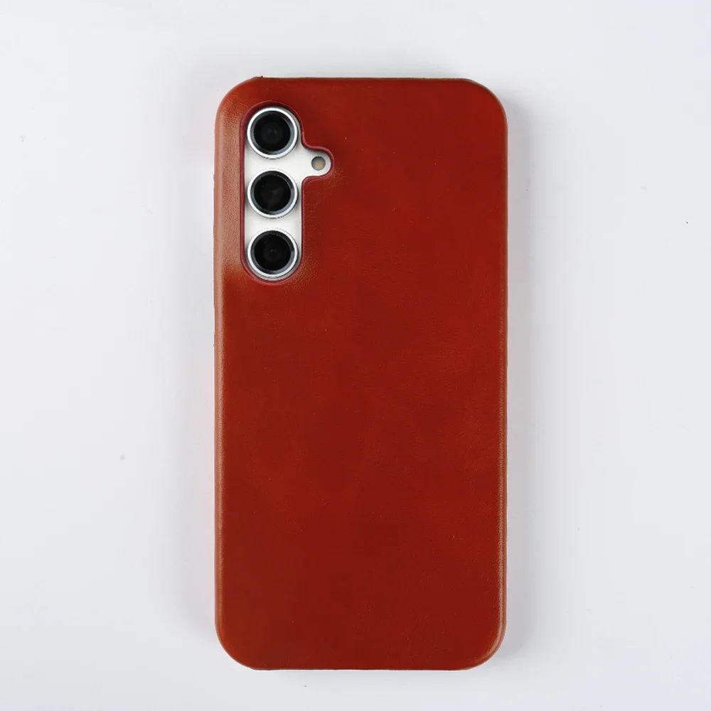 Retro Genuine Leather Phone Case with Aesthetic Oil Wax Finish