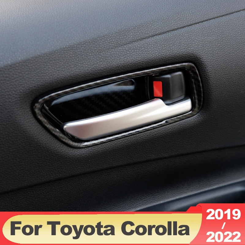 

ABS Carbon Car Inner Door Bowl Trim Frame Decorative Cover For Toyota Corolla 2019 2020 2021 2022 E210 12th Interior Accessories