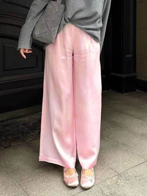 Chic Satin Wide Leg Dress Pants Women' Sty...