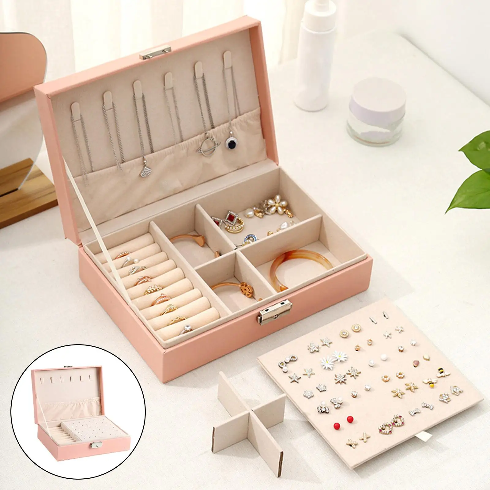 Portable Jewelry Display Case Ring Box Jewelry Organizer Display Travel