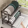 Tableware storage rack Dish Drying Rack Kitchen Dish Storage Rust-Proof Large Capacity Bowl And Chopstick Storage Box Rack 3