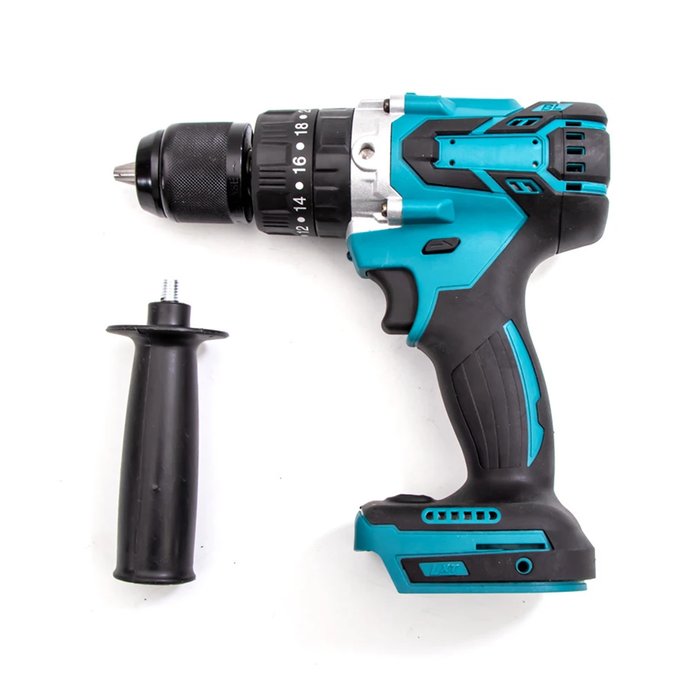 

Brushless Hammer Drill Electric Screwdriver 13mm Rechargeable Cordless Drill Power Tool for Makita 18V Battery (Bare Metal)