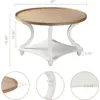 Farmhouse Round Coffee Table,  Wood Tray Top Circle Coffee Table with Storage Shelf Rustic Style 2