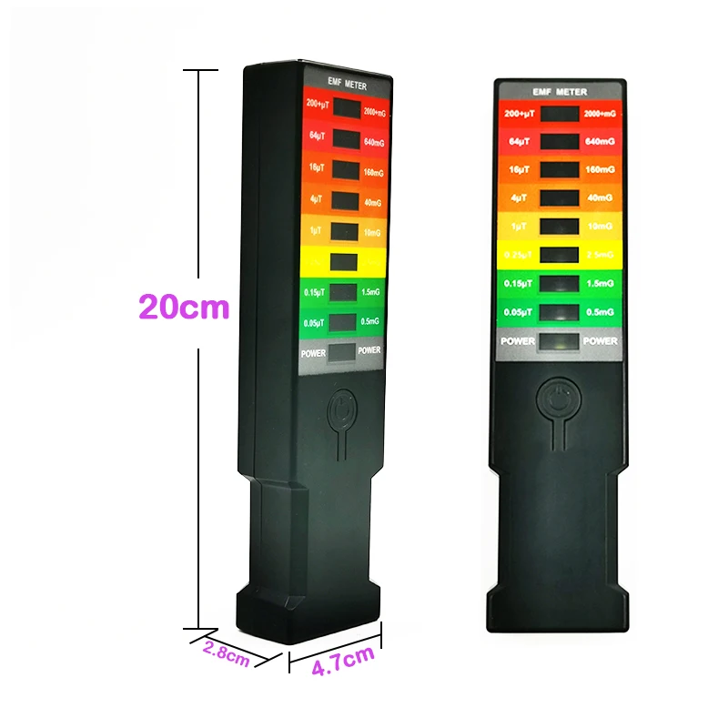 Latest Electromagnetic Field EMF Gauss Meter Radiation Dosimeter Detector Portable EMF Magnetic Field Monitor 8 LED Gauss Meter
