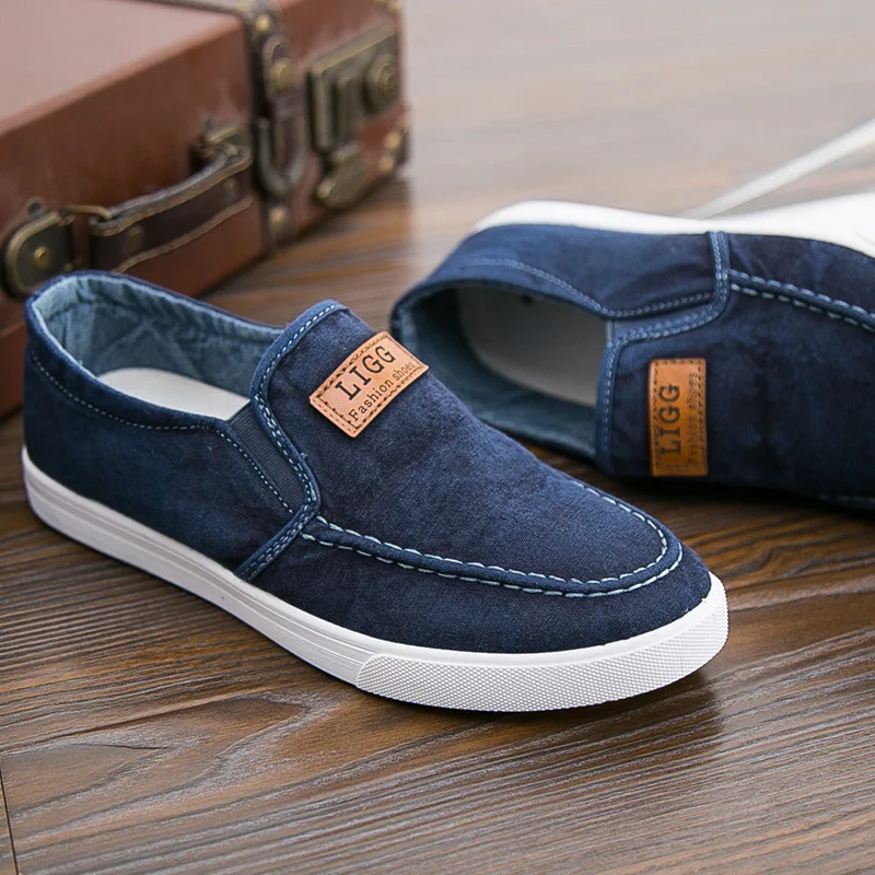 

Men Casual Shoes Breathable Canvas Denim Sneakers Men Walking Flats Breathable Slip-on Loafers Shoes Man Zapatillas Hombre