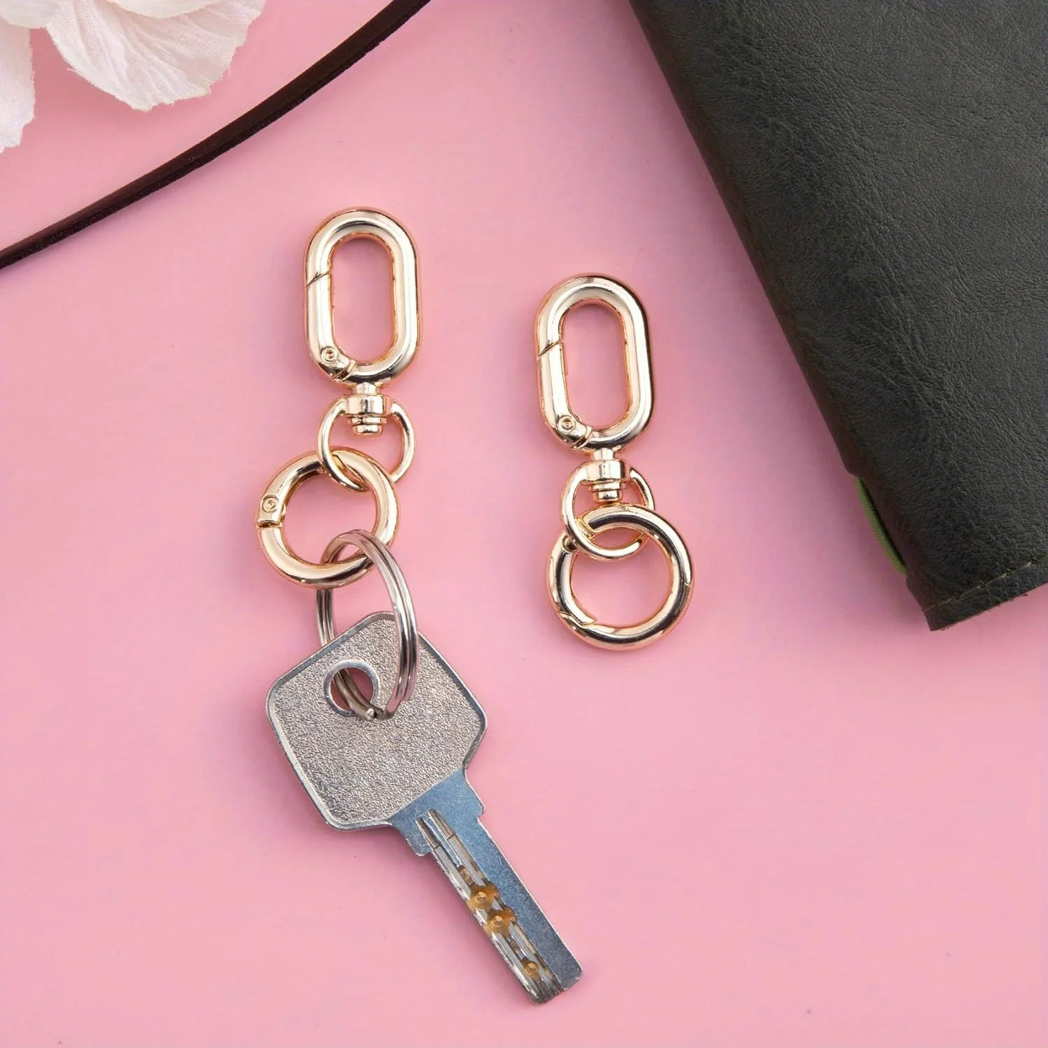 Double Opening Swivel Clasp Clips Metal Swivel Spring Snap Hooks Key Chain Clip Key Ring for DIY Keys 2pcs