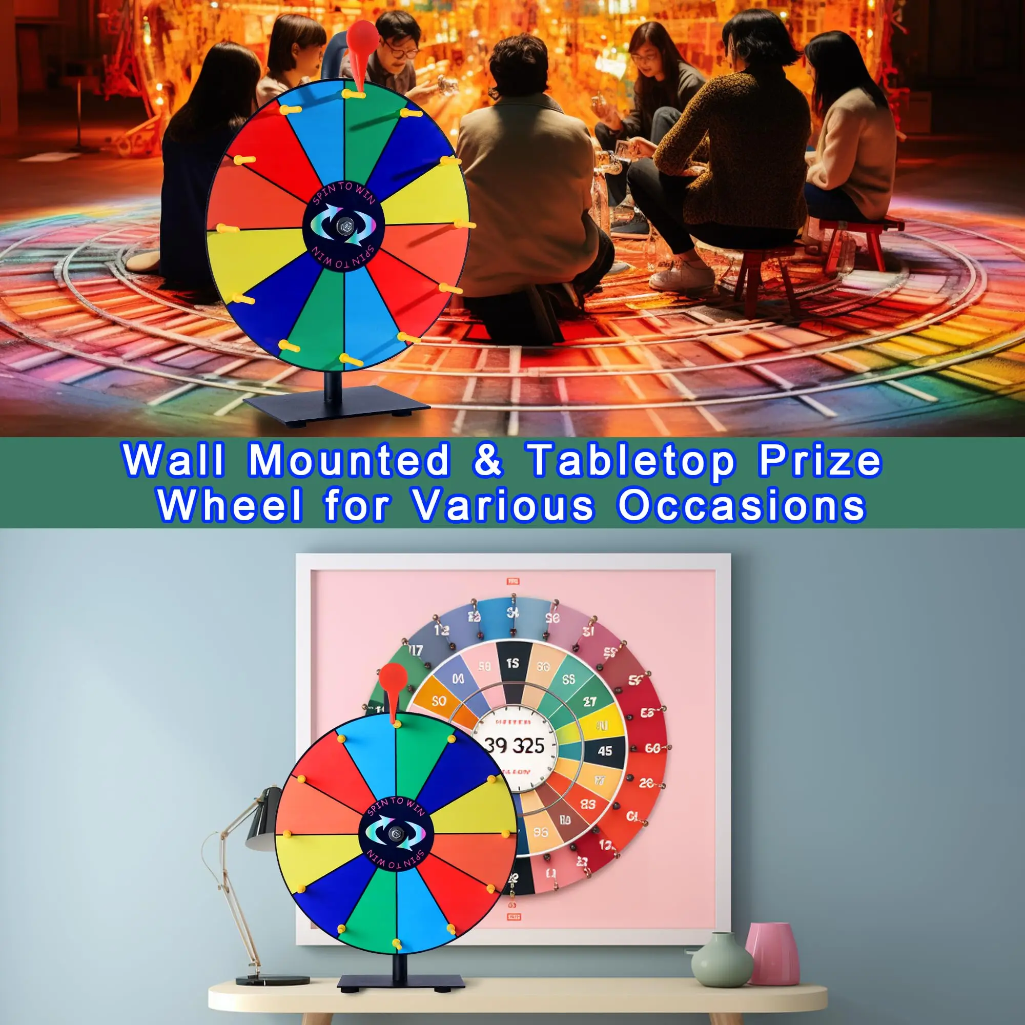 34cm Lottery Activity Turntable Draw Color Tabletop Heavy Duty Spinning Prize Wheel For Show Carnival Win Fortune Spin Games 5