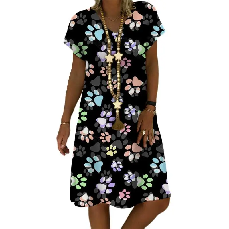 

Printed Women Summer Boho Casual Dress for Beach Party