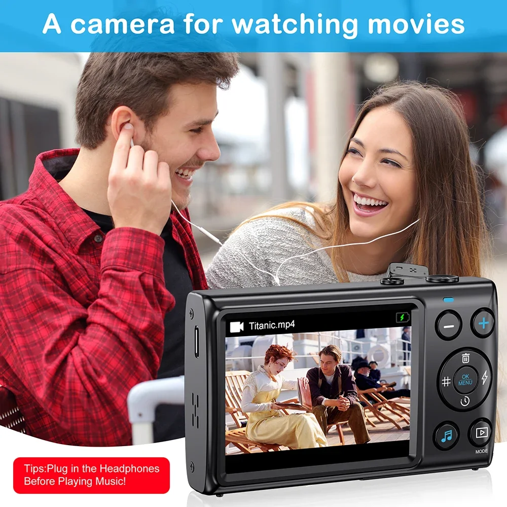 4K Digital Cameras Photography 64MP Autofocus Anti-Shake Vlogging Children Video Camera 18X Digital Zoom Compact