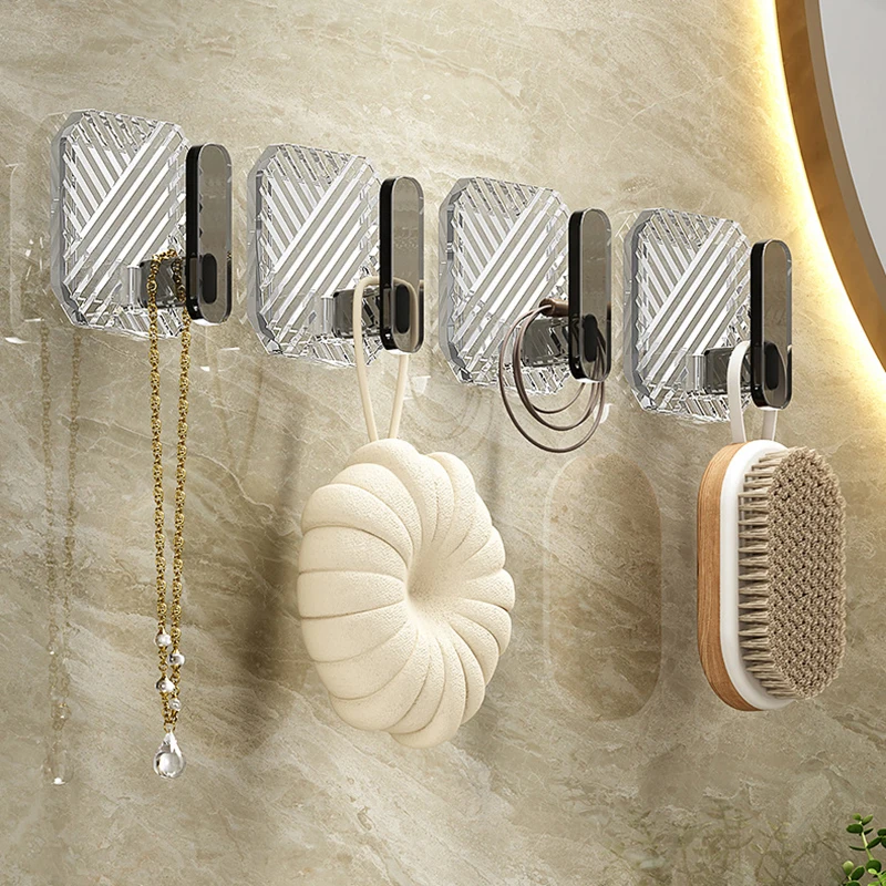 

Acrylic Luxury Wall Hook Home Decor Strong Adhesive Bathroom Towel Rack No Punching Hanging Coat Hanger Door Back Key Bag Holder